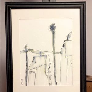 Artwork mixed media black white abstract